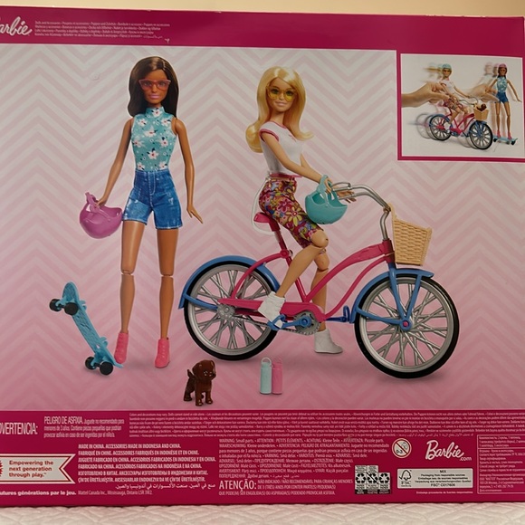 NIB Barbie set with 2 Barbies, a bicycle and skateboard. - Picture 2 of 3